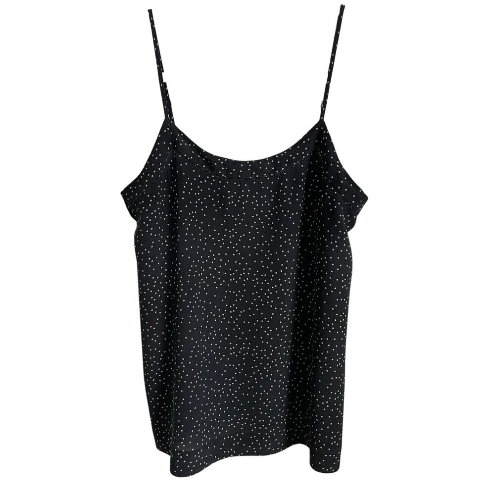 Madewell Silk Cami Sz 0 Black White Polka Dot Adjustable Straps Casual Neutral